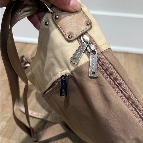 LANCASTER Beige and Brown Crossbody Bag with Buckle - Picture 5 of 11
